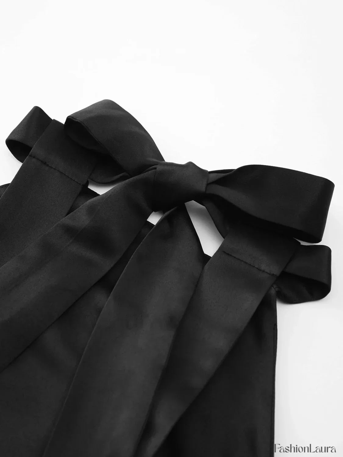Black Satin Knotted Doule Pockets Open Back Pleated Mini Dress 21