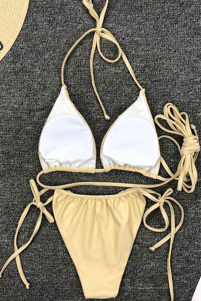 Sexy Cross Strappy Slide Triangle Bikini Swimsuit - Two Piece Set