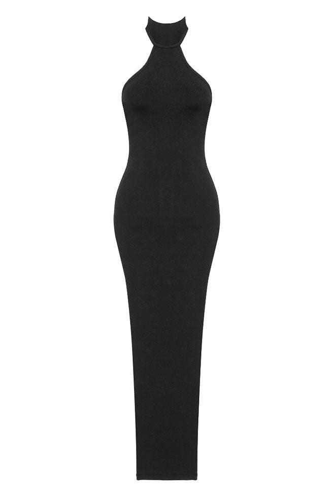 Halter Neck Sleeveless Double High Split Bodycon Maxi Dress 5