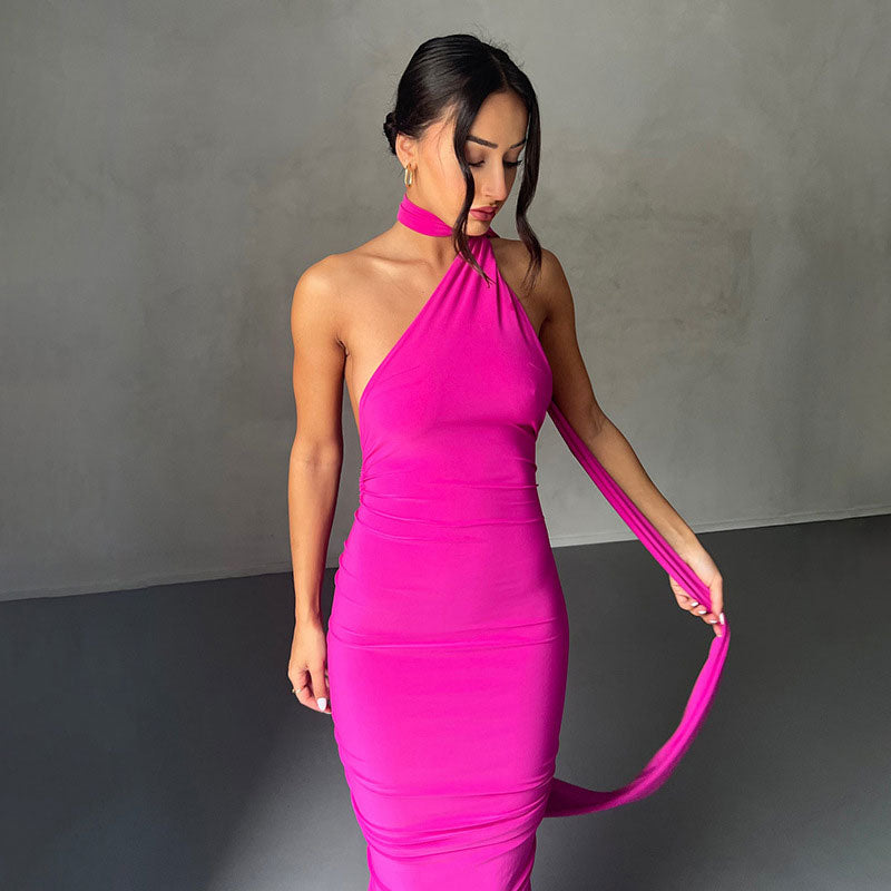 One Shoulder Ruched Backless Evening Maxi Dress 2 2