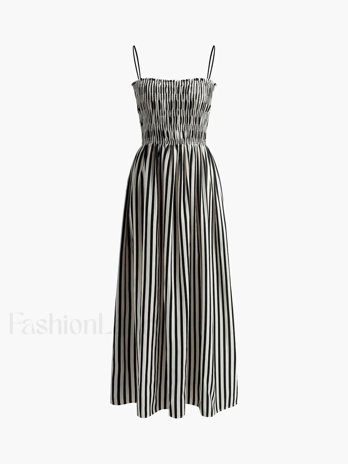 Black Sleeveless Pinstripe Long Dress 9