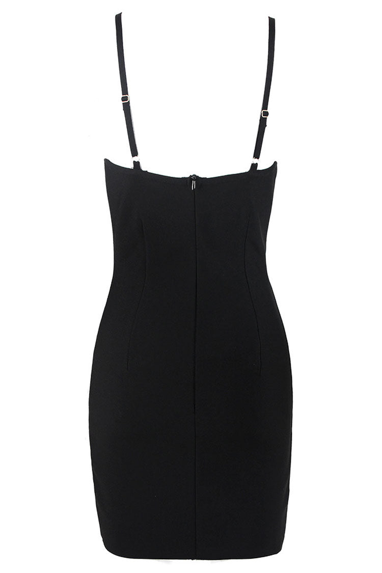 Rhinestone Floral Vine Embellished Bandage Spaghetti Strap Bodycon Mini Dress 5