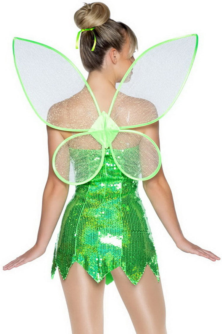 Sequin Sweetheart Clear Strap Petal Hem Fairy Wing Costume Mini Dress 3