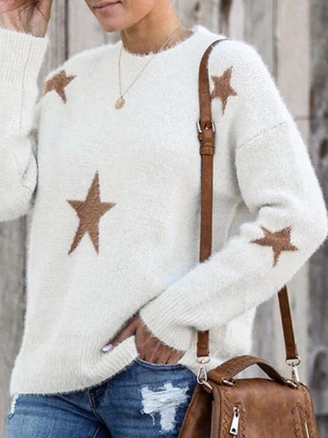 Star Print Pullover Sweater