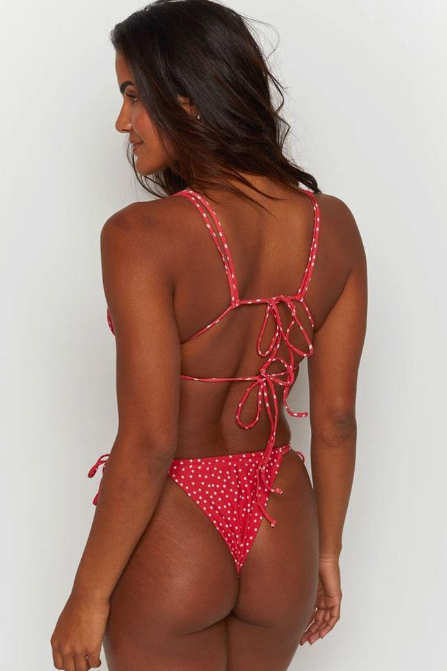 Star Print Tie String Sliding Triangle Bikini Swimsuit - Two Piece Set