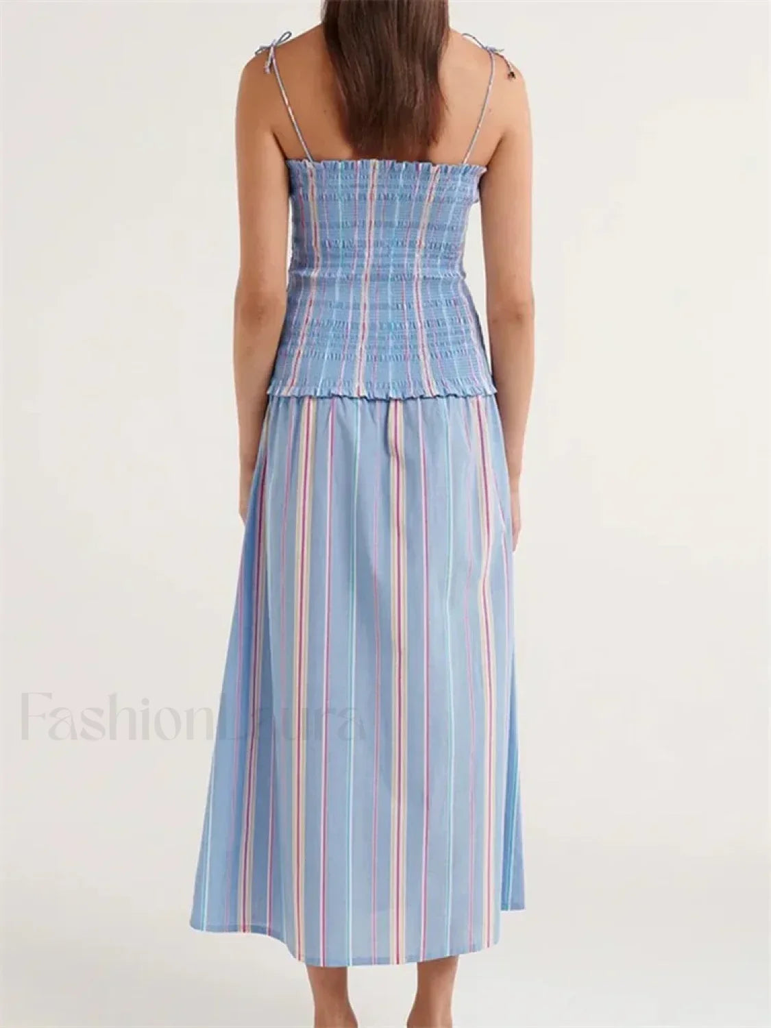 Striped Spaghetti Patchwork Maxi Dress 2
