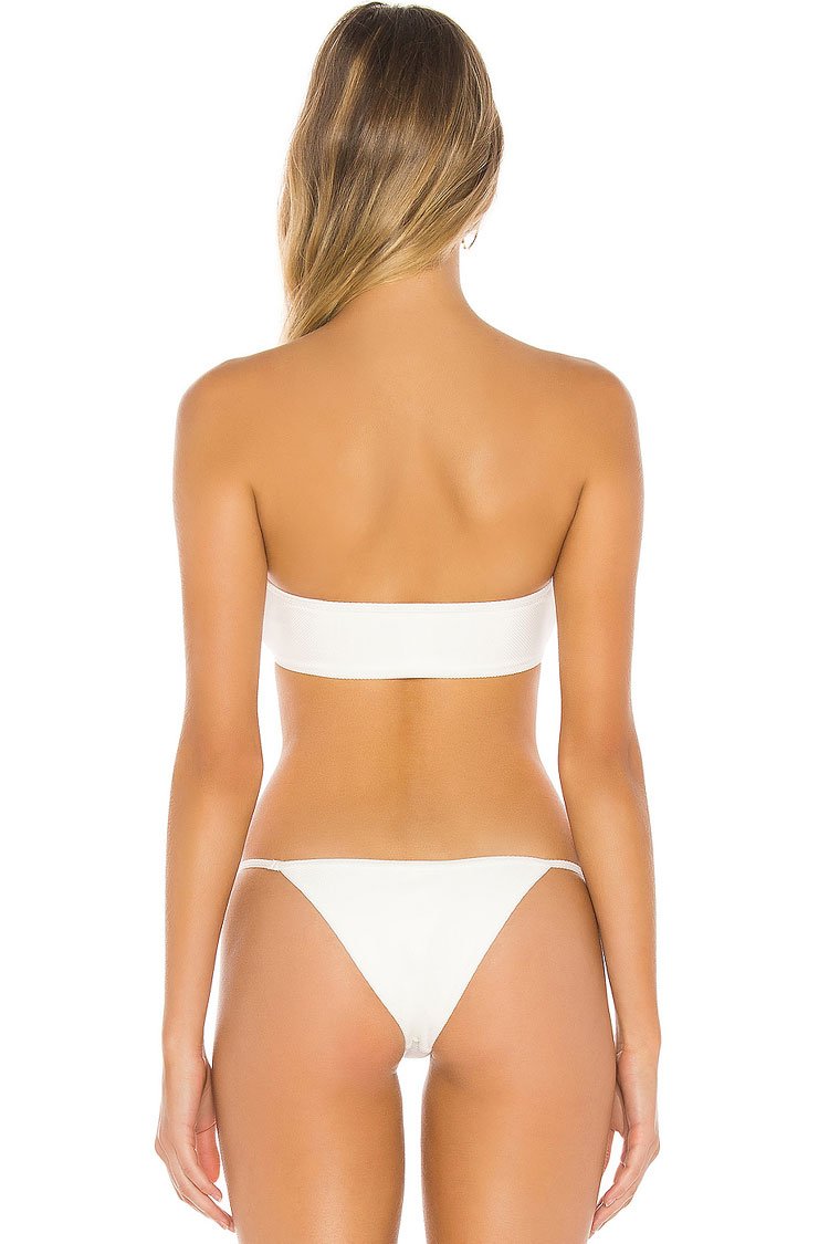 Versatile Tie Front String Bandeau Bikini Swimsuit - Two Piece Set