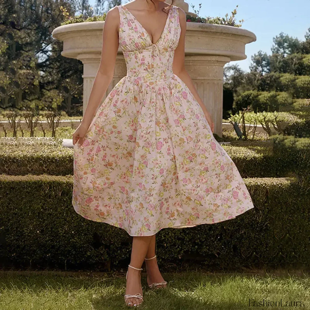 Floral V-Neck Midi Dress 11