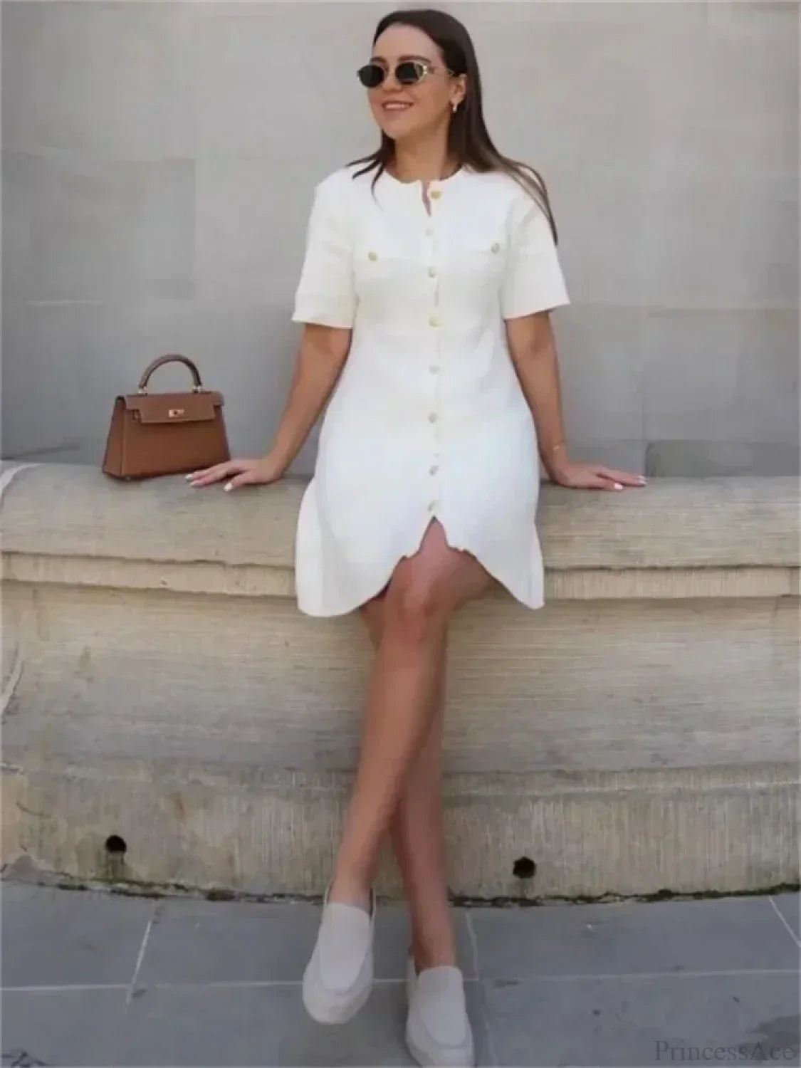 Ribbed Knit Button Front Pocket Detail Mini Dress 5