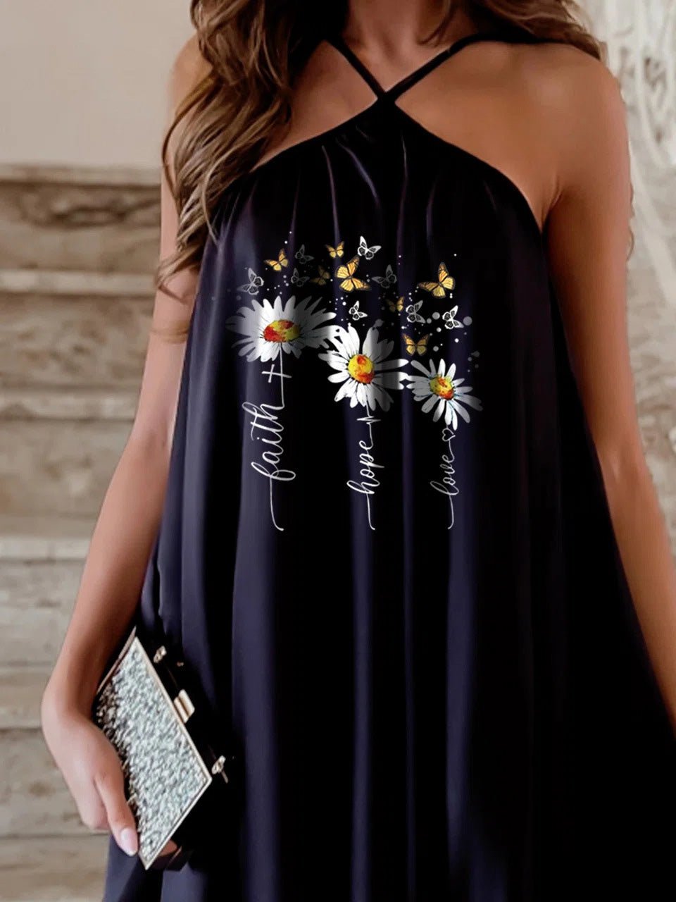 Daisy Faith Hope Love Graphic Halter Neck Mini Dress 2