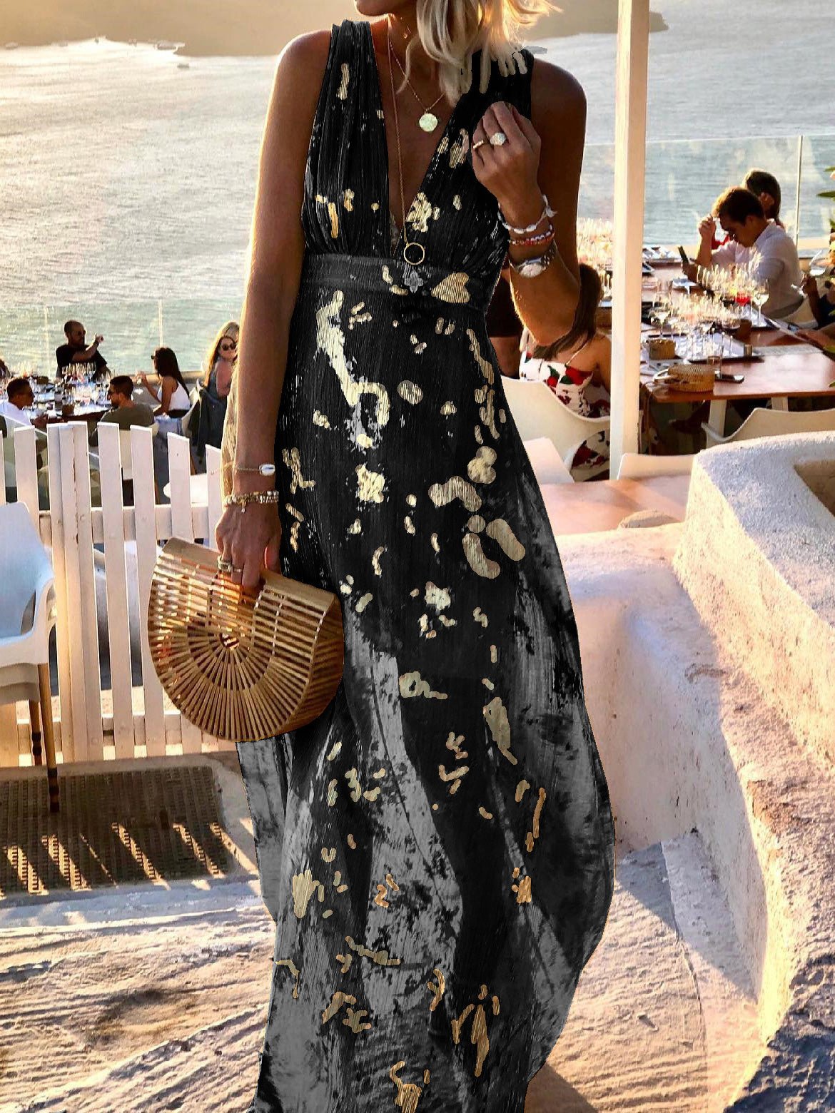 Dresses Neck Print Stamping Maxi Dress 3