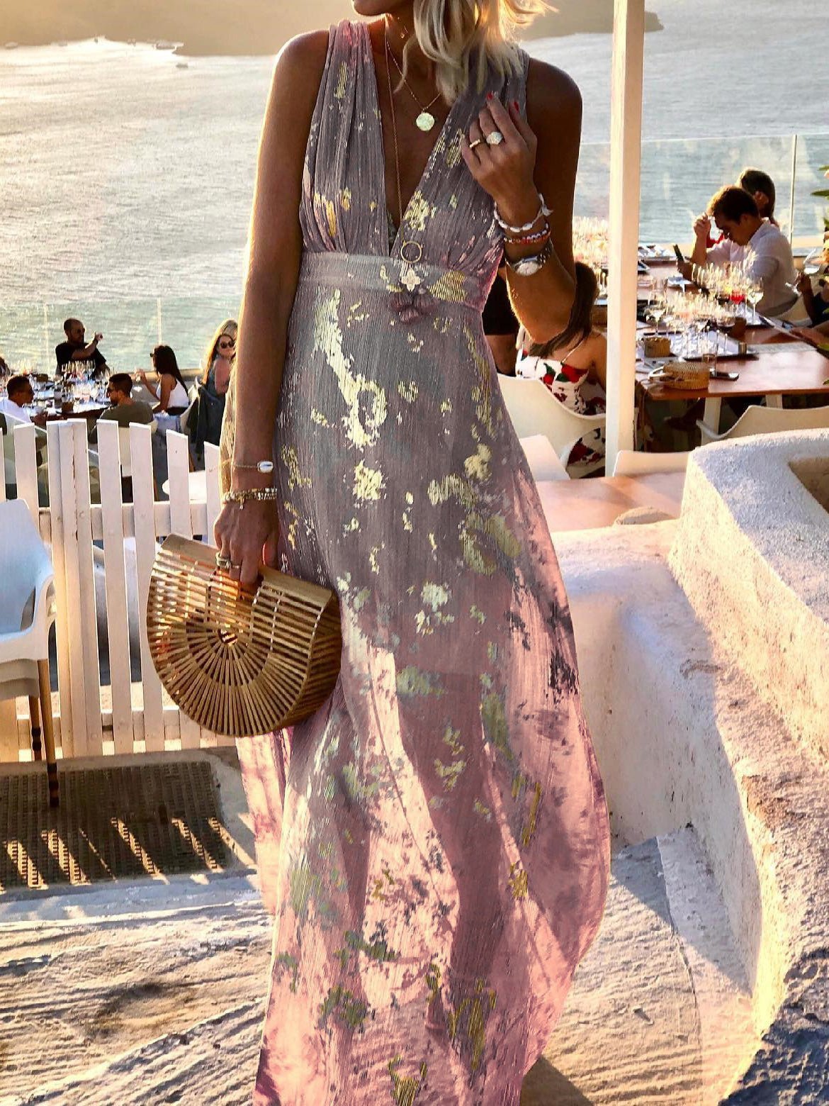 Dresses Neck Print Stamping Maxi Dress 4