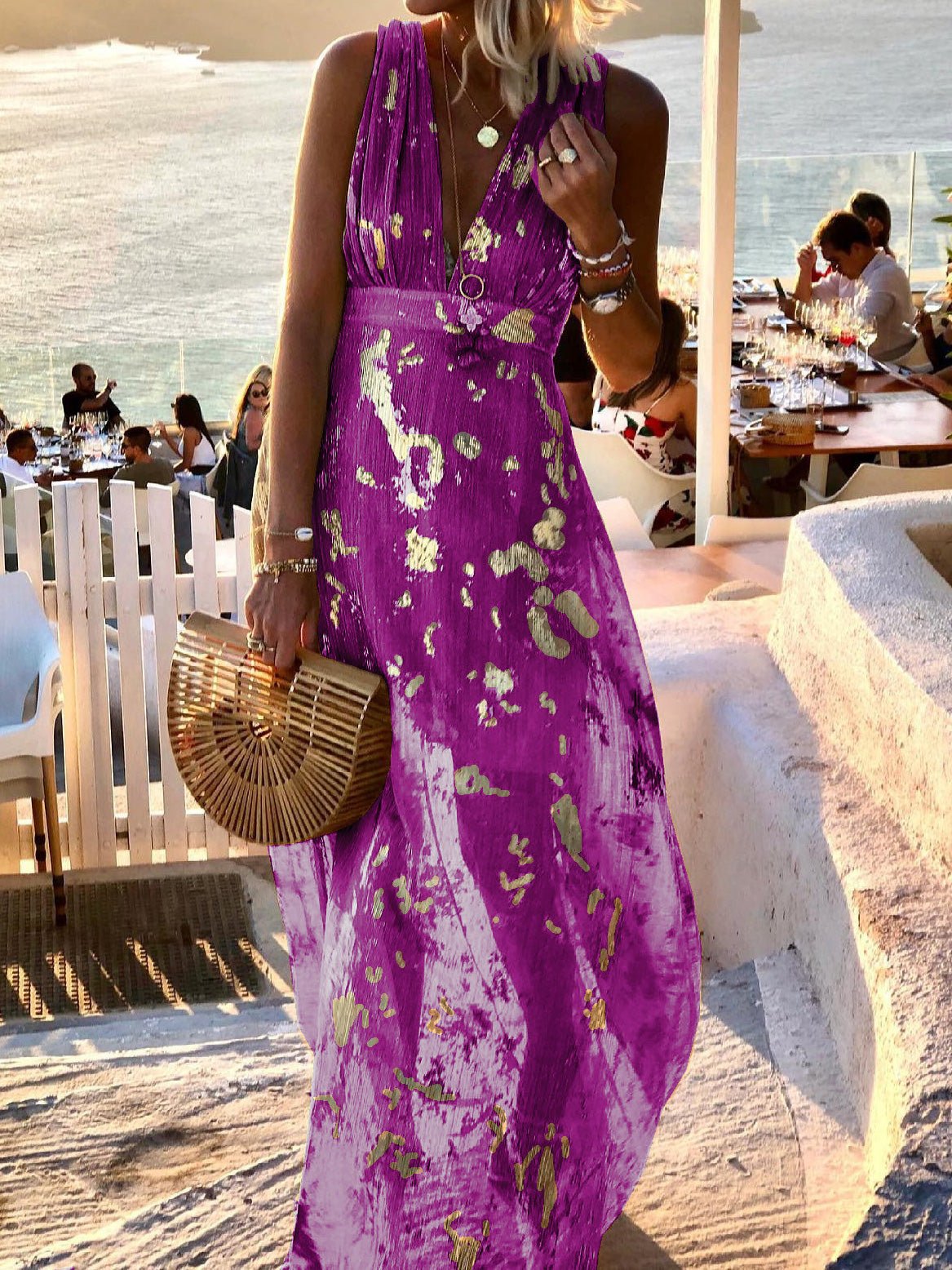 Dresses Neck Print Stamping Maxi Dress 5