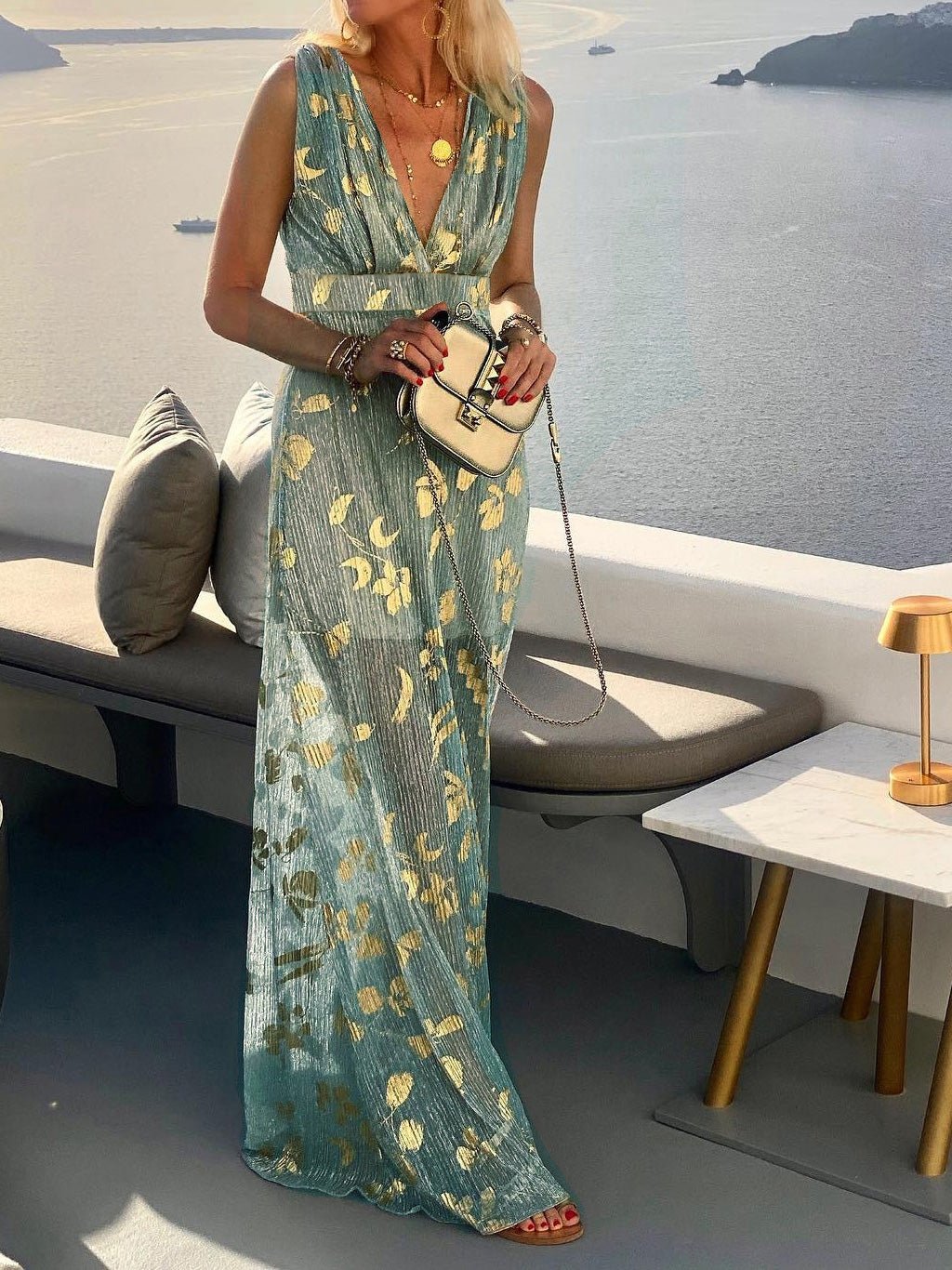 Dresses Neck Print Stamping Maxi Dress 7