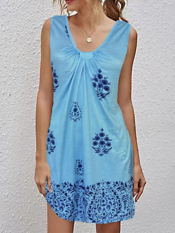 V-Neck Twisted Knot Front Distressed Flag Print Shift Mini Dress 3