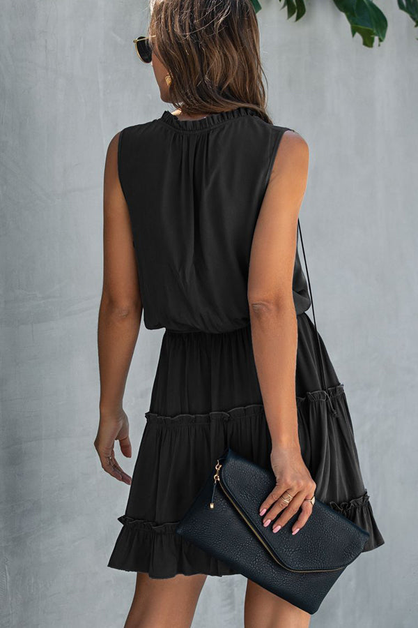 Stringy Selvedge Solid High Waisted Casual Dress