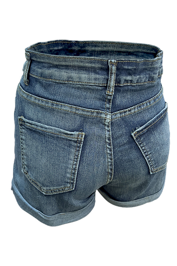 High Waisted Hollow Jeans Shorts