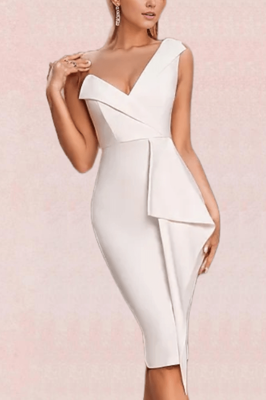 Apate Bodycon Midi Dress - Pearl White
